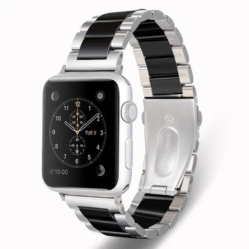 Bracelet de smartwatch en céramique et acier inoxydable 42 mm 46 mm 49 mm, finition bijou, bracelet de montre ajustable | Sansoti