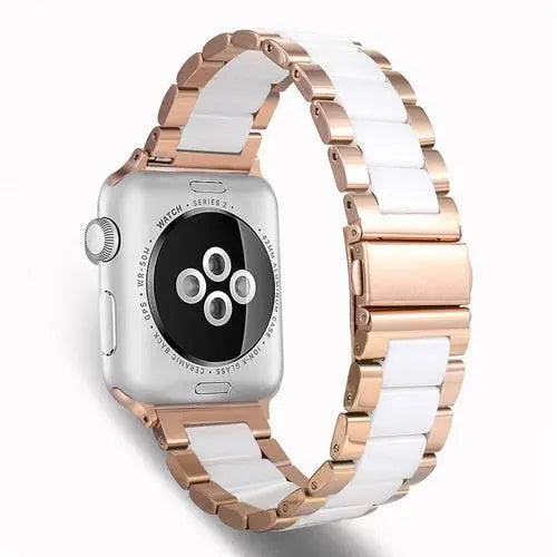 Bracelet de smartwatch en céramique et acier inoxydable 42 mm 46 mm 49 mm, finition bijou, bracelet de montre ajustable | Sansoti
