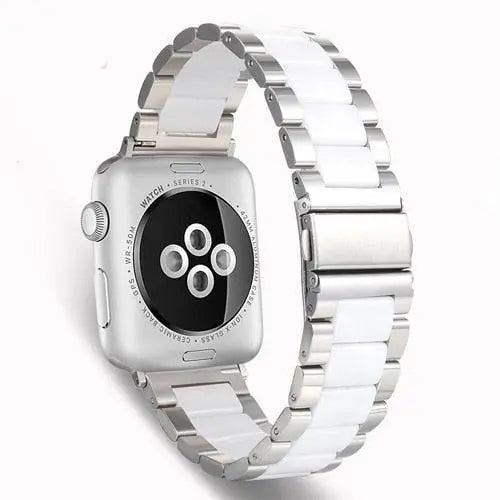 Bracelet de smartwatch en céramique et acier inoxydable 42 mm 46 mm 49 mm, finition bijou, bracelet de montre ajustable | Sansoti