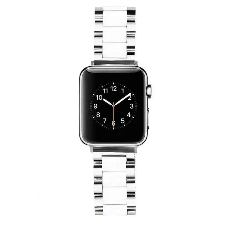 Bracelet de smartwatch en céramique et acier inoxydable 42 mm 46 mm 49 mm, finition bijou, bracelet de montre ajustable | Sansoti