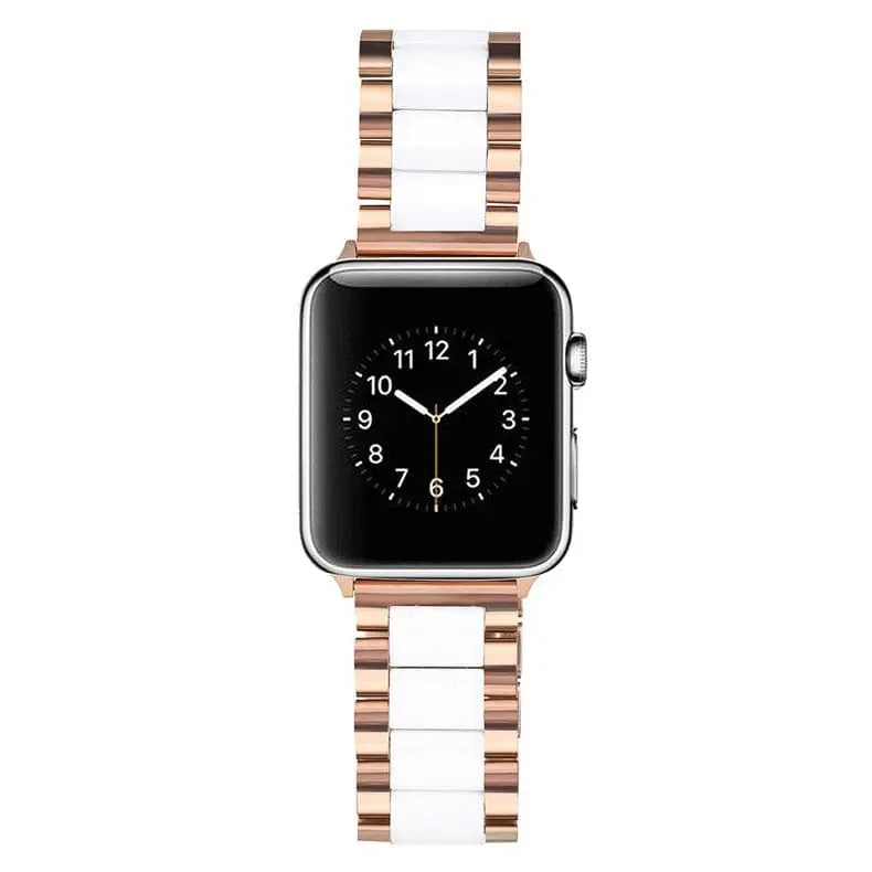 Bracelet de smartwatch en céramique et acier inoxydable 42 mm 46 mm 49 mm, finition bijou, bracelet de montre ajustable | Sansoti