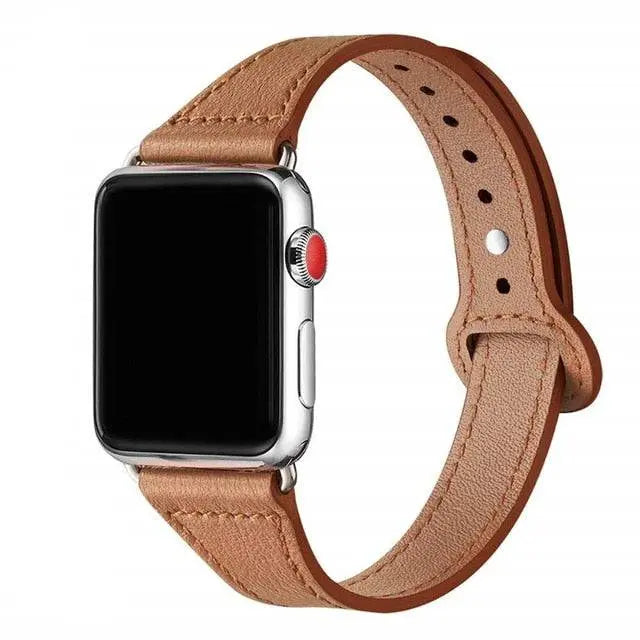 Schmales Lederarmband für Damen 38-49 mm Smartwatch Premium-Verschluss Stilvoll Bequem Verstellbares Accessoire | Sansoti
