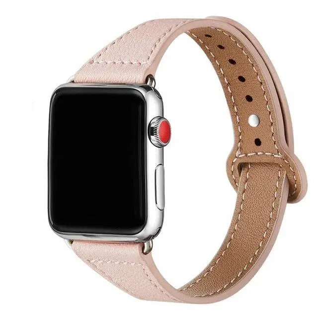 Schmales Lederarmband für Damen 38-49 mm Smartwatch Premium-Verschluss Stilvoll Bequem Verstellbares Accessoire | Sansoti