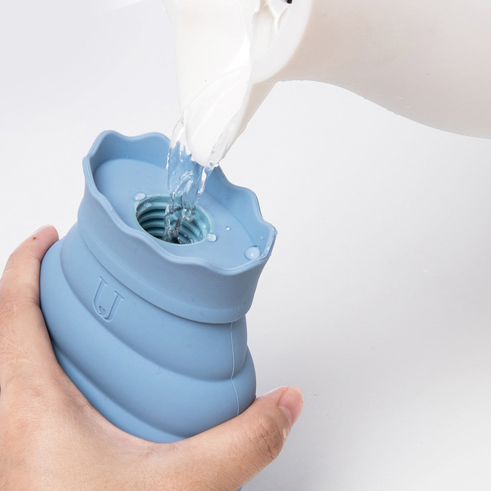 Microwave-Safe Silicone Hot Water Bottle 313ml 620ml with Knitted Cover for Abdominal Pain Relief and Warmth | Sansoti