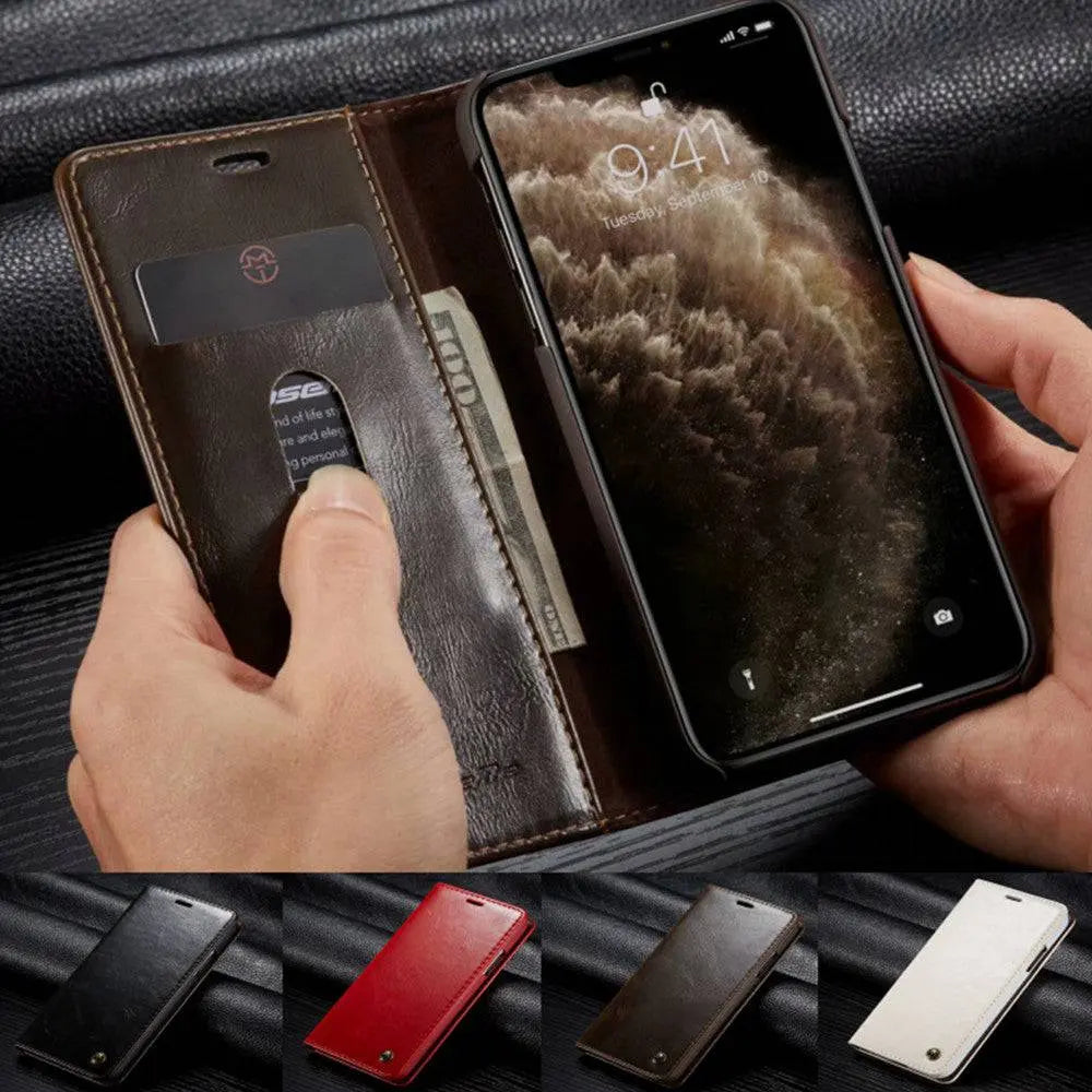 Leather Phone Case with Raised Edge Protection and Full Button Access for Everyday Use | Sansoti