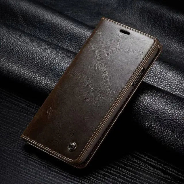 Leather Phone Case with Raised Edge Protection and Full Button Access for Everyday Use | Sansoti
