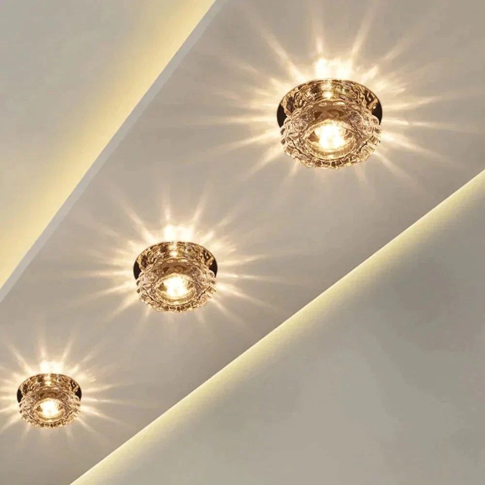 Modern Kristal Plafondlamp LED RVS Basis Opbouw Verlichting Woonkamer Gang | Sansoti