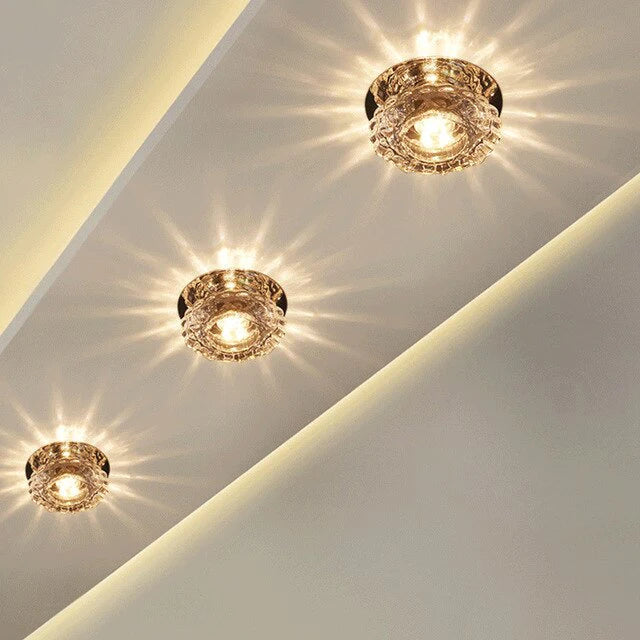 Modern Kristal Plafondlamp LED RVS Basis Opbouw Verlichting Woonkamer Gang | Sansoti