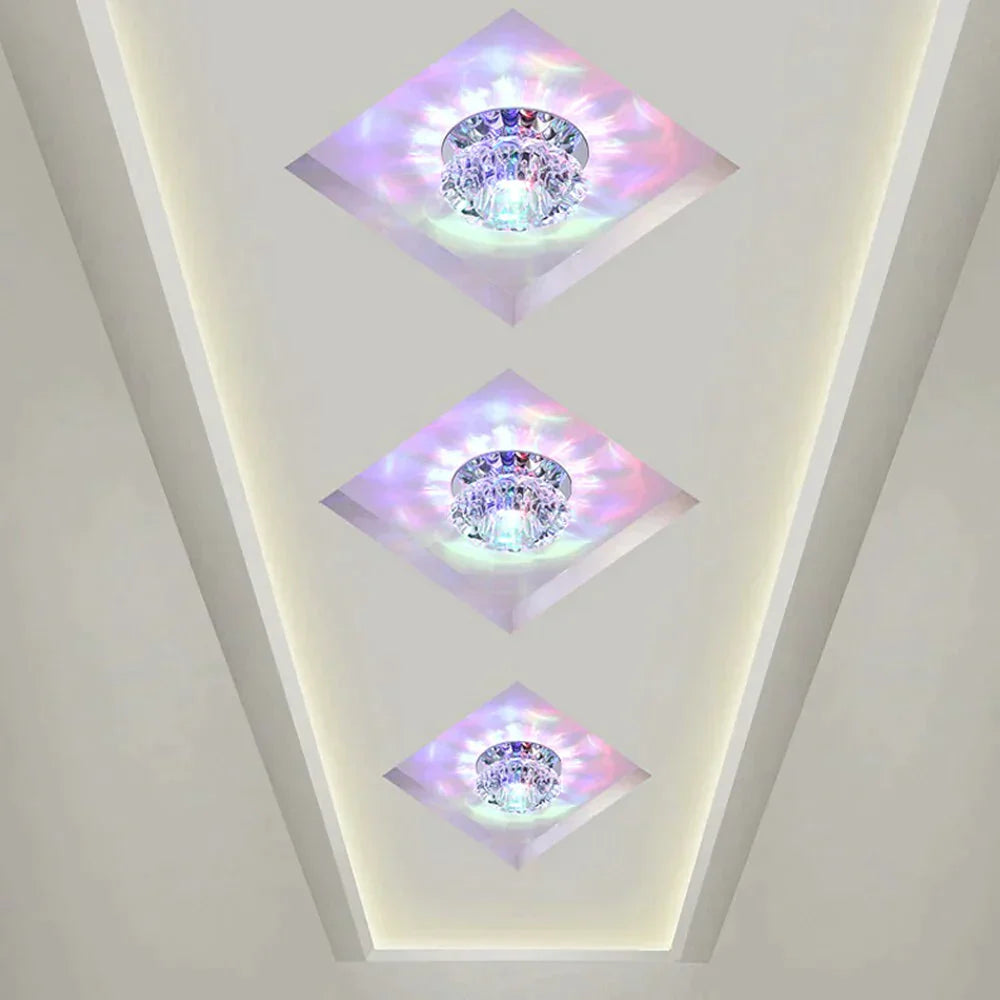 Modern Kristal Plafondlamp LED RVS Basis Opbouw Verlichting Woonkamer Gang | Sansoti
