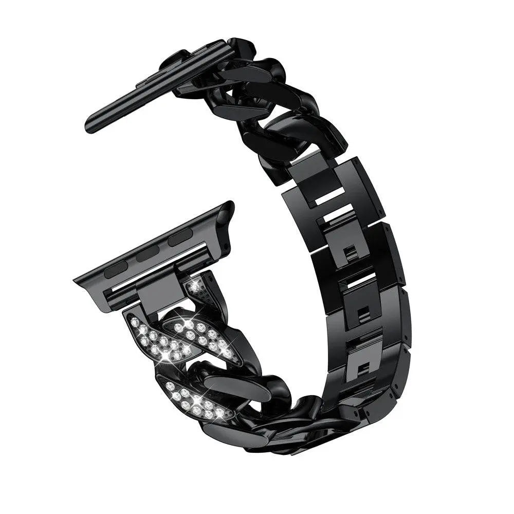 Bracelet à maillons en acier avec cristaux pour smartwatch 42-49 mm, bracelet élégant avec finition joaillerie pour femme | Sansoti