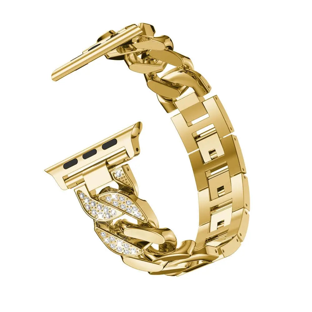 Bracelet à maillons en acier avec cristaux pour smartwatch 42-49 mm, bracelet élégant avec finition joaillerie pour femme | Sansoti