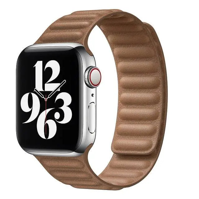 Magnetisches Lederarmband für Smartwatch 42-49 mm verstellbares Gliederarmband Echtleder stilvoll Premium | Sansoti