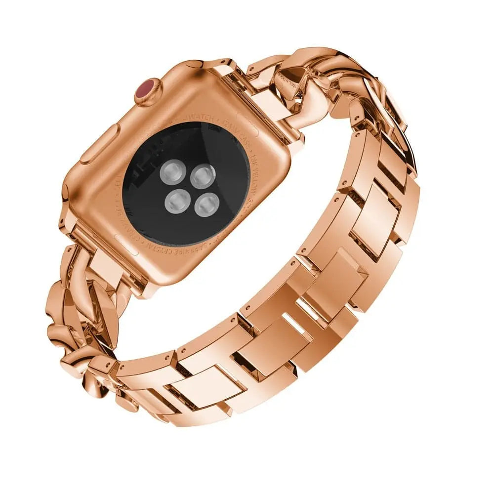 Bracelet à maillons en acier avec cristaux pour smartwatch 42-49 mm, bracelet élégant avec finition joaillerie pour femme | Sansoti