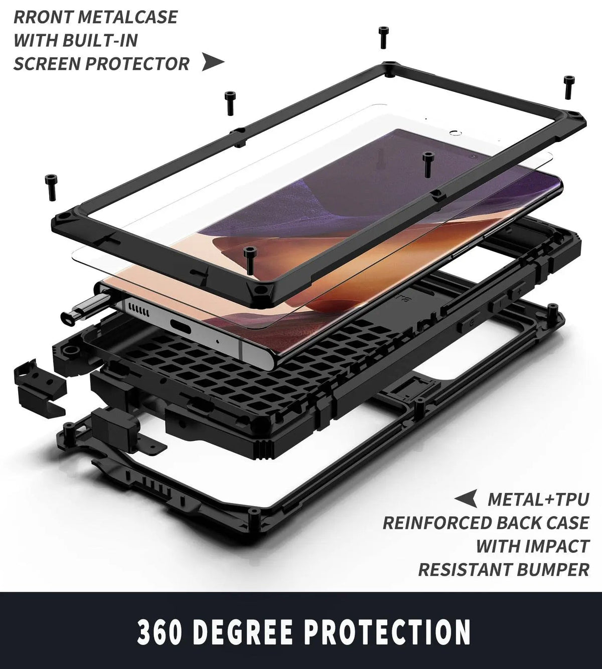 Metal Phone Case with Stand Aluminum Shockproof Protective Cover Smartphone Accessory Rugged | Sansoti