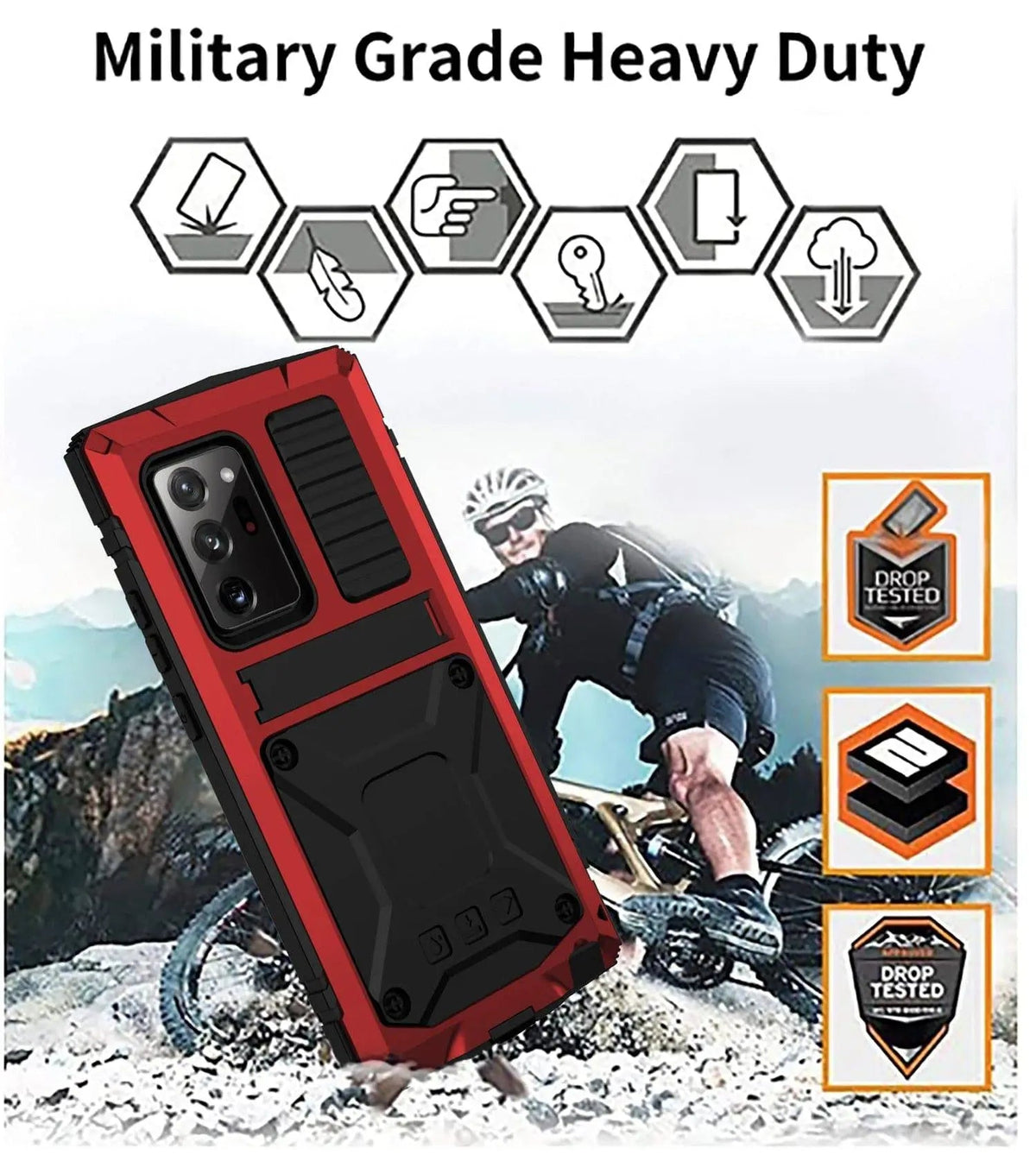 Aluminum Protective Case for Galaxy S21 Ultra Plus with Stand and Tempered Glass Armor Full Protection | Sansoti