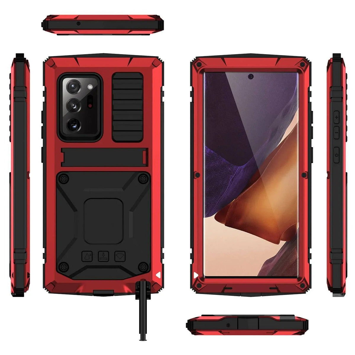 Aluminum Protective Case for Galaxy S21 Ultra Plus with Stand and Tempered Glass Armor Full Protection | Sansoti