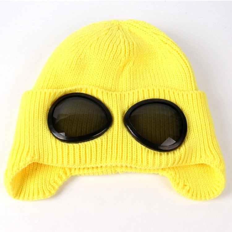 Unisex Aviator Muts met Bril Winteraccessoire Warm Comfortabel Zachte Voering Retro Wintermuts voor Heren Dames | Sansoti