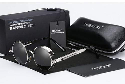 Retro Ronde Gepolariseerde Zonnebril Steampunk Stijl UV400 Bescherming Heren Vintage Eyewear Metalen Montuur | Sansoti