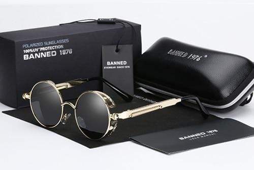 Retro Ronde Gepolariseerde Zonnebril Steampunk Stijl UV400 Bescherming Heren Vintage Eyewear Metalen Montuur | Sansoti