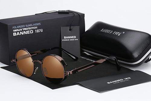 Retro Ronde Gepolariseerde Zonnebril Steampunk Stijl UV400 Bescherming Heren Vintage Eyewear Metalen Montuur | Sansoti