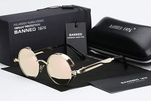 Retro Ronde Gepolariseerde Zonnebril Steampunk Stijl UV400 Bescherming Heren Vintage Eyewear Metalen Montuur | Sansoti