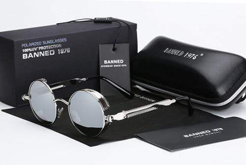 Retro Ronde Gepolariseerde Zonnebril Steampunk Stijl UV400 Bescherming Heren Vintage Eyewear Metalen Montuur | Sansoti