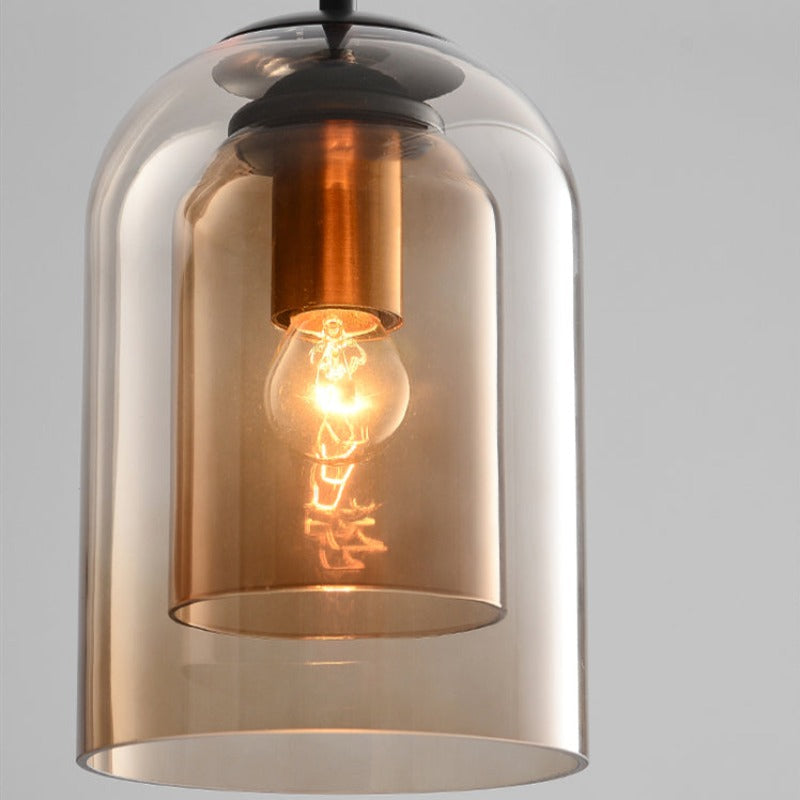 Hanglamp Glas Dubbel E27 Rookglas Amber Vintage Retro Woonkamer Eetkamer Keuken Sfeerverlichting Industrieel Modern | Sansoti