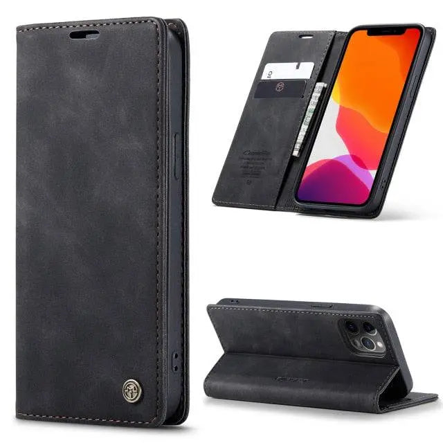Leather Wallet Case for iPhone 12 Series – Card Holder Phone Case with All-Around Protection and Stylish Design | Sansoti