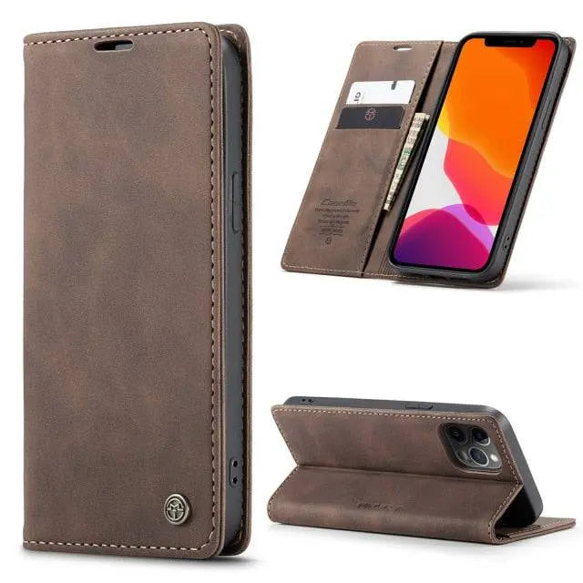 Leather Wallet Case for iPhone 12 Series – Card Holder Phone Case with All-Around Protection and Stylish Design | Sansoti