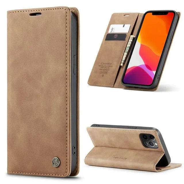 Leather Wallet Case for iPhone 12 Series – Card Holder Phone Case with All-Around Protection and Stylish Design | Sansoti