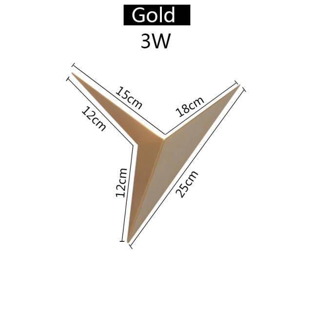 Applique murale Triangle LED 3W Métal Noir Salon Chambre Moderne Lampe murale Géométrique Lampe de bureau Décoration Intérieur | Restfield