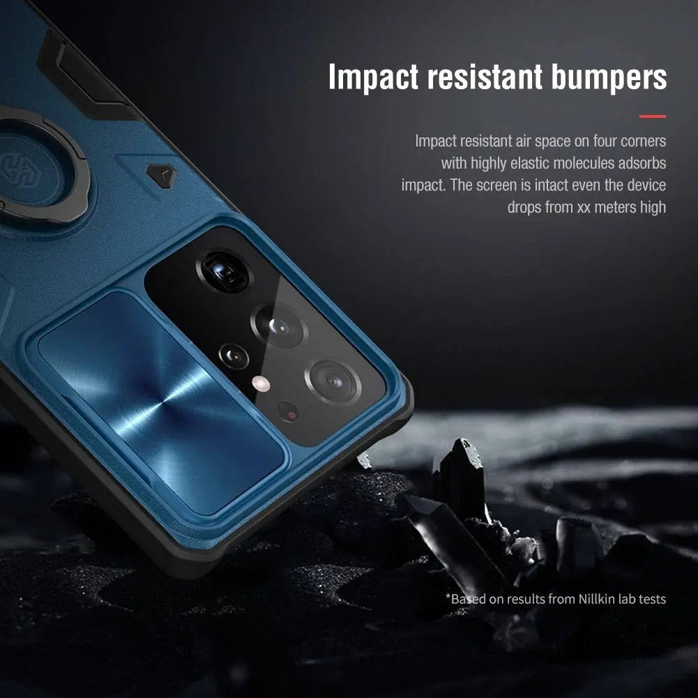 Aluminium Phone Case Ring Stand Camera Protection Samsung Galaxy S21 Ultra Plus Black Green Blue | Sansoti