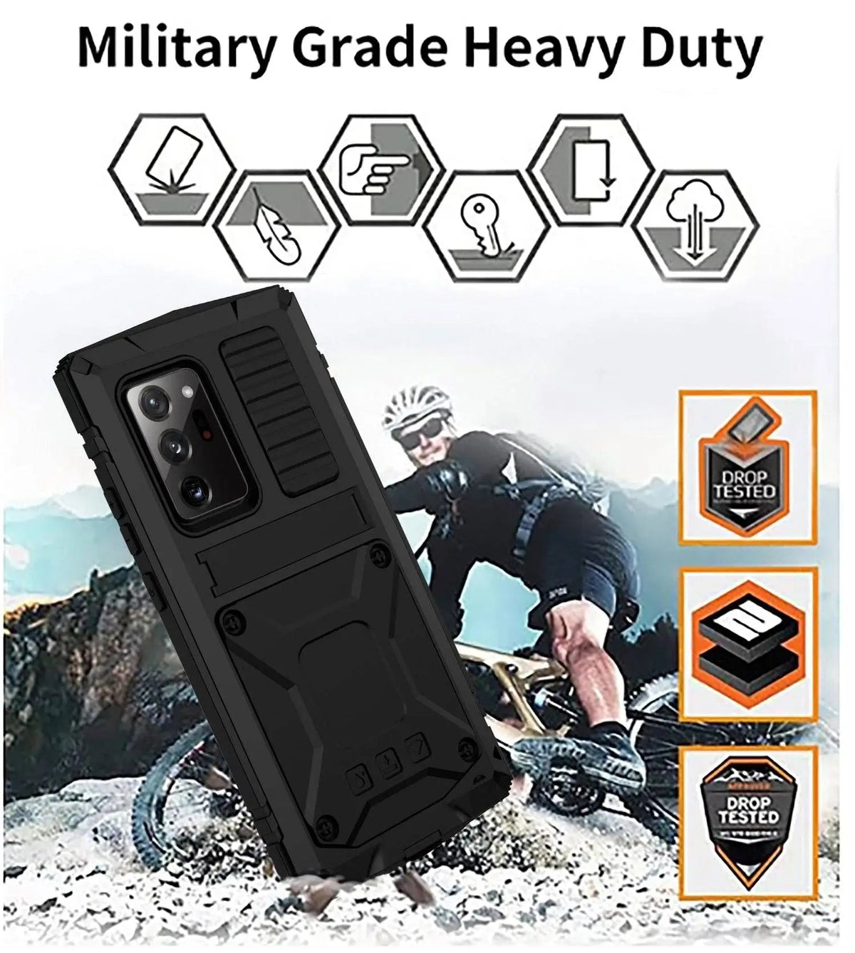 Aluminum Protective Case for Galaxy S21 Ultra Plus with Stand and Tempered Glass Armor Full Protection | Sansoti