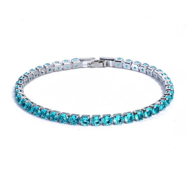 Elegante Schakelarmband met Zirkonia Stenen | Luxe Tennisarmband voor Dames en Heren | Geometrisch Design Polssieraad met Glanzende Kristallen | Verstelbare Feestelijke Armband Zilver Goud | Sansoti
