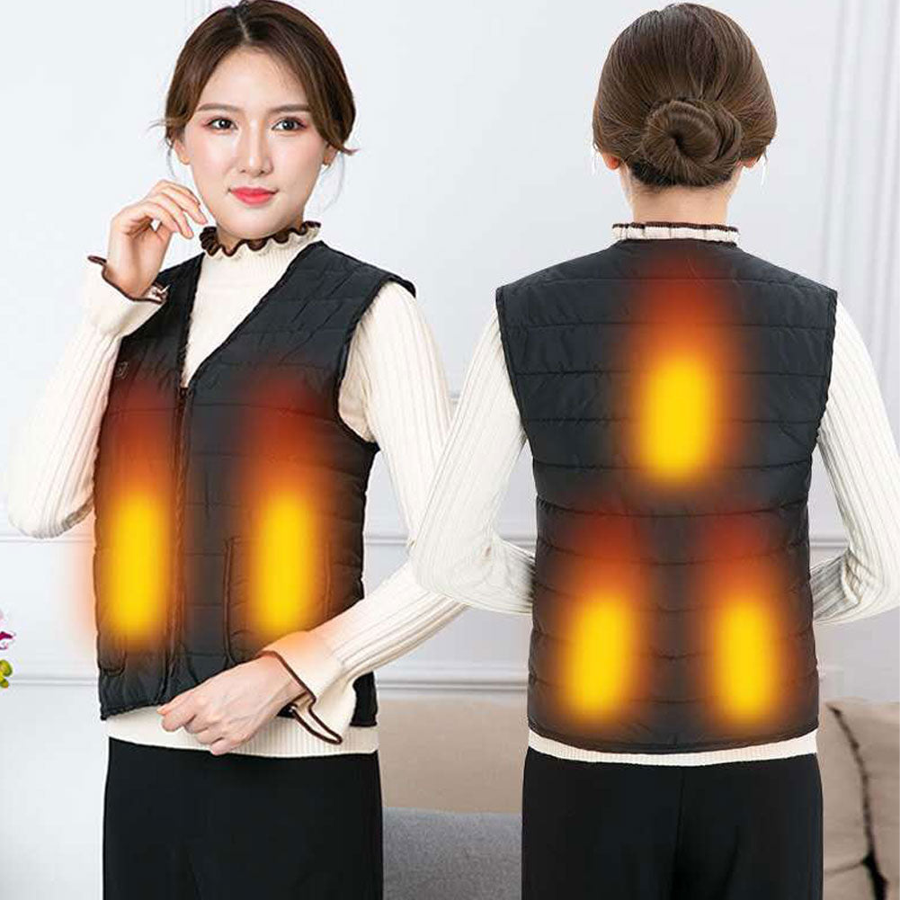 Electrically Heated Vest with 5 Heating Zones, Black Cotton, for Winter Activities and Outdoor Comfort | Sansoti