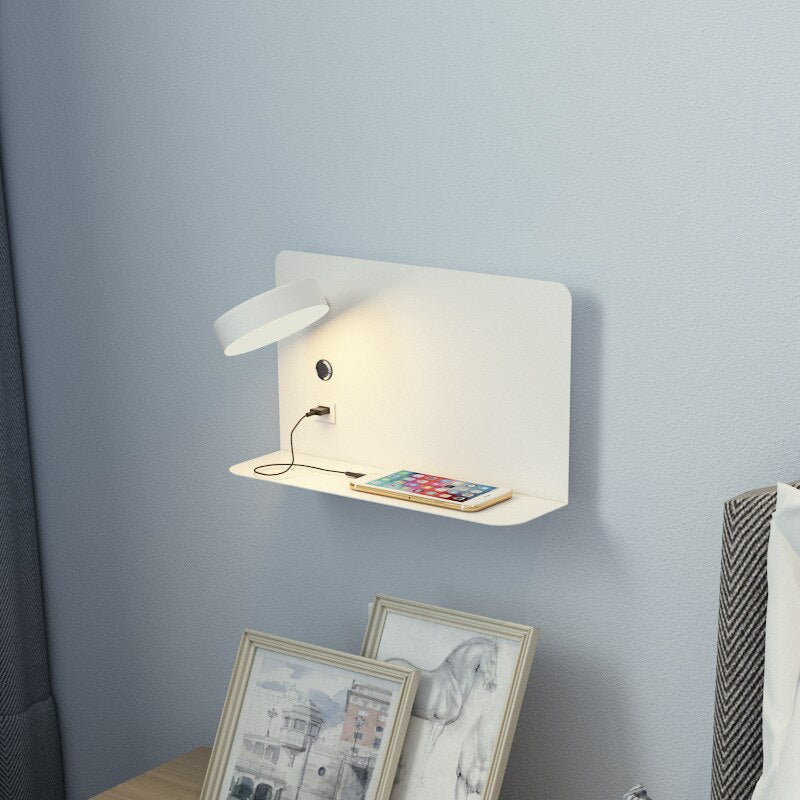 Lampe de chevet murale avec port de recharge USB, argentée, moderne, 3 modes d’éclairage, design métallique réglable, lampe de lecture | Sansoti