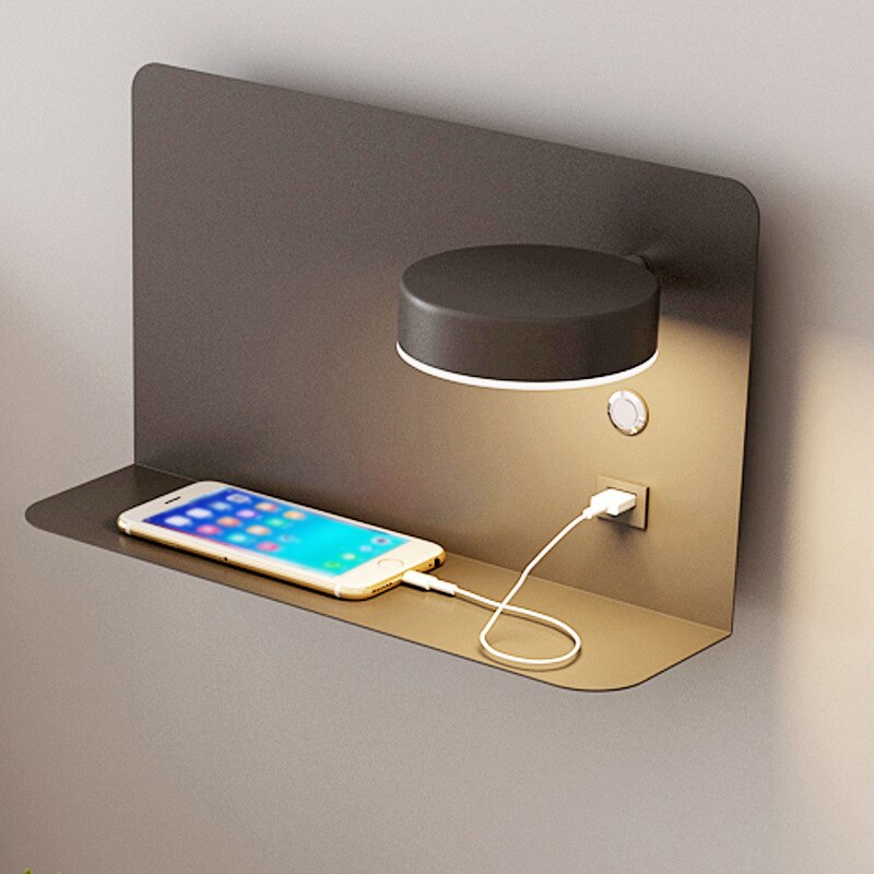 Lampe de chevet murale avec port de recharge USB, argentée, moderne, 3 modes d’éclairage, design métallique réglable, lampe de lecture | Sansoti
