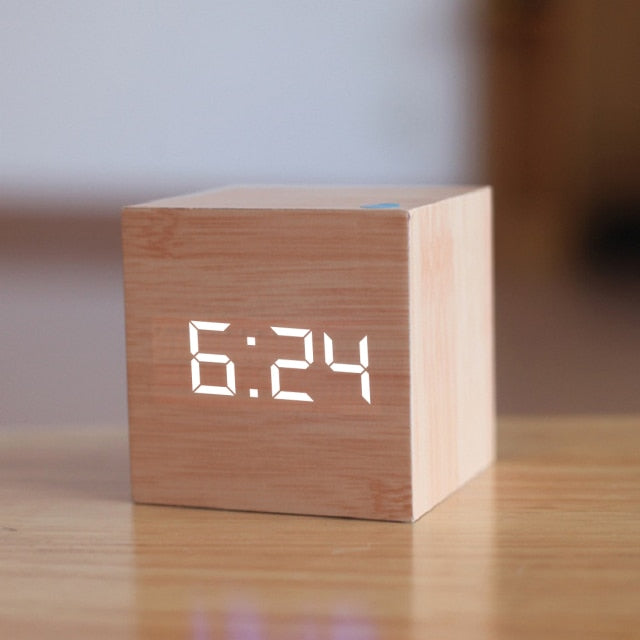 Digitale Spraakgestuurde LED-Wekker Kubusvorm Energiezuinig Bedtafel Bureau | Sansoti