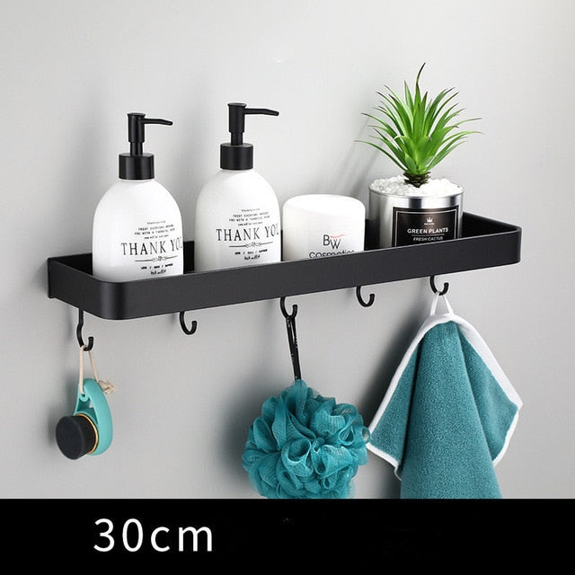 Wandplank aluminium 30 cm zwart badkamer keuken opbergplank zwevend smal rek muur plank modern minimalistisch | Sansoti