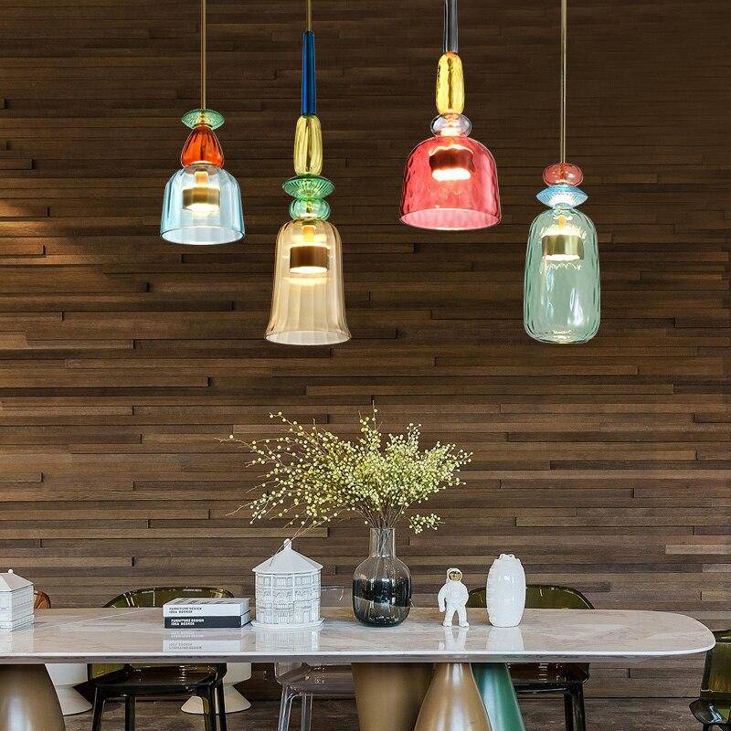 LED Design Hängelampe mit farbigem Glas – Moderne energiesparende Beleuchtung