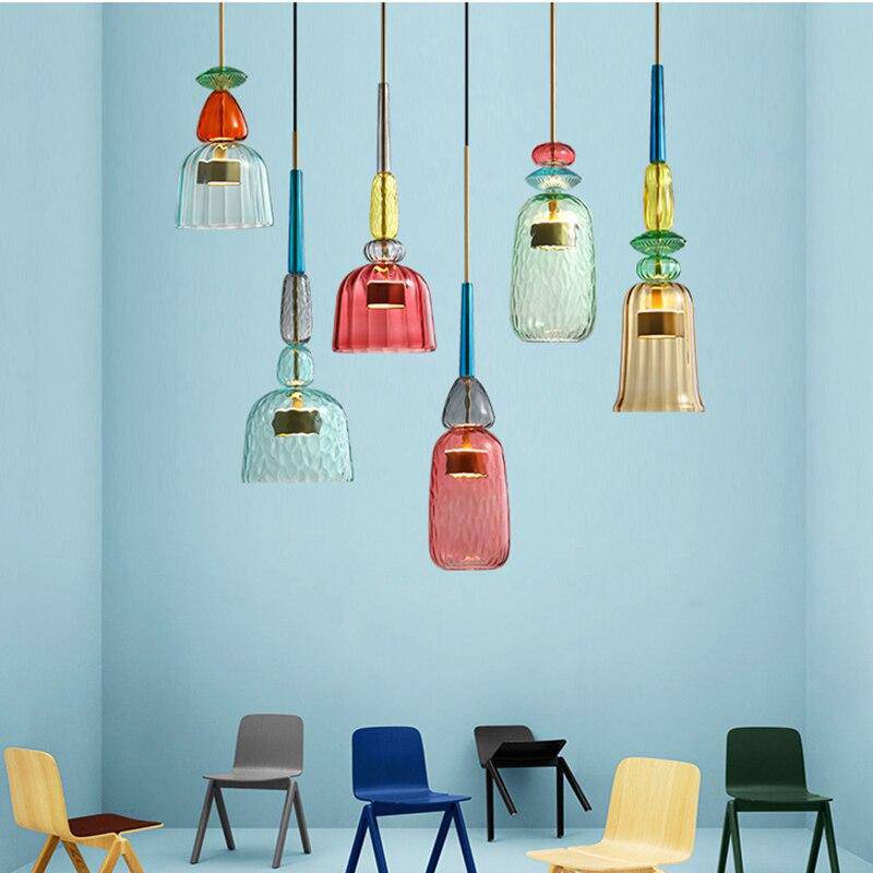Design Glazen Hanglamp Met Gekleurd Glas En Geïntegreerde Led Moderne Cilindervormige Plafondlamp Voor Keuken Eettafel Woonkamer Met Verstelbaar Snoer | Sansoti