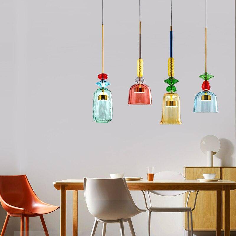 LED Design Hängelampe mit farbigem Glas – Moderne energiesparende Beleuchtung