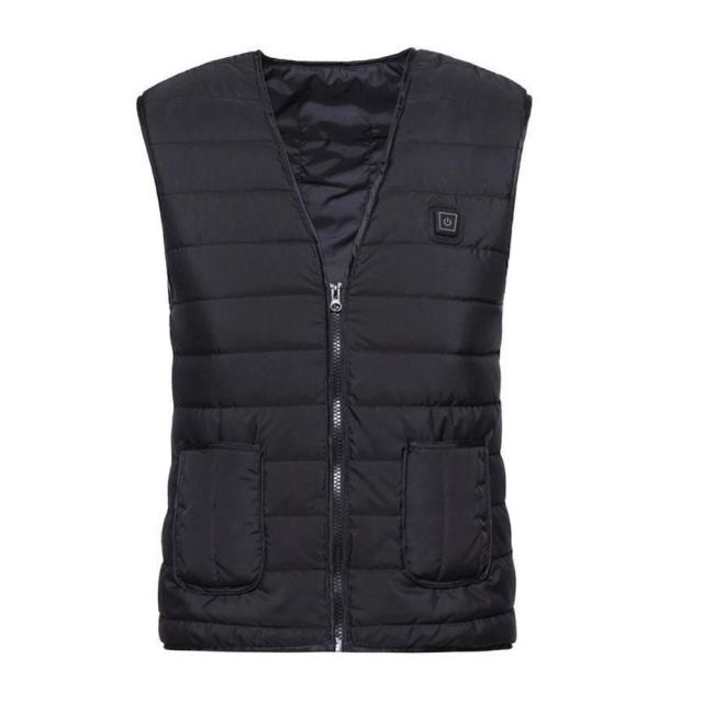Electrically Heated Vest with 5 Heating Zones, Black Cotton, for Winter Activities and Outdoor Comfort | Sansoti