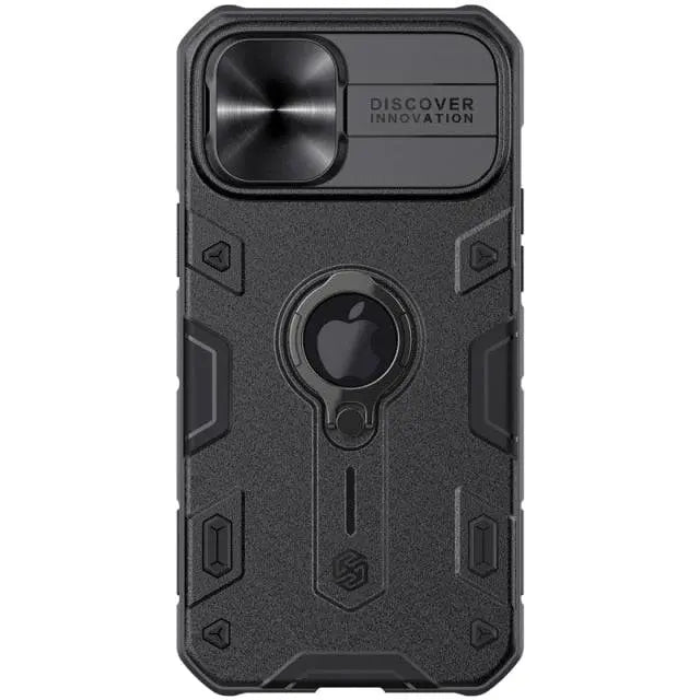 Metal Phone Case with Stand Ring and Raised Lens Protection for iPhone 13 Series Black Green Blue Protection | Sansoti