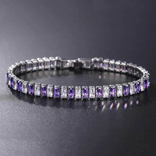 Elegante Schakelarmband met Zirkonia Stenen | Luxe Tennisarmband voor Dames en Heren | Geometrisch Design Polssieraad met Glanzende Kristallen | Verstelbare Feestelijke Armband Zilver Goud | Sansoti