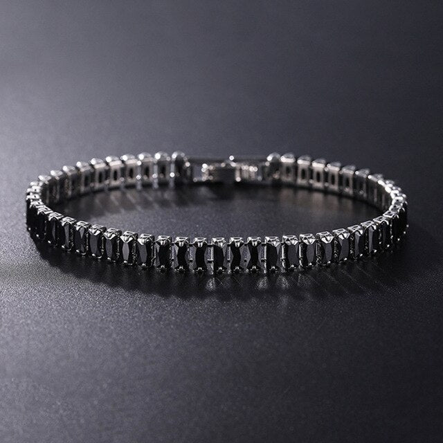 Elegante Schakelarmband met Zirkonia Stenen | Luxe Tennisarmband voor Dames en Heren | Geometrisch Design Polssieraad met Glanzende Kristallen | Verstelbare Feestelijke Armband Zilver Goud | Sansoti
