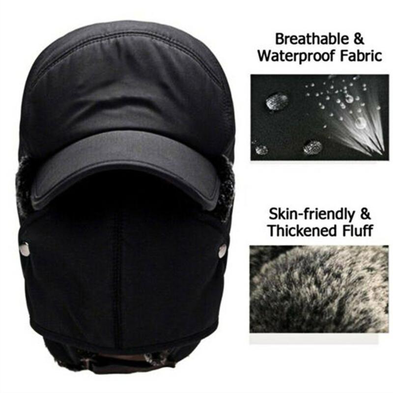 Unisex-Wintermütze mit Gesichtsschutz, Ohrenklappen, wasserdicht, winddicht, Ski, Snowboard, Outdoor, Winter | Sansoti