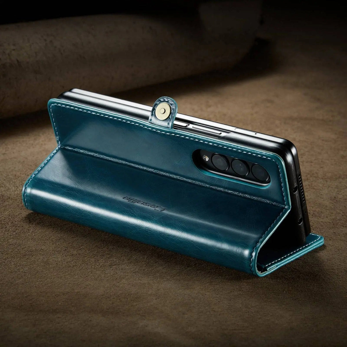 Leather Phone Case with Wallet Card Holder for Foldable Smartphone Black Blue Red Brown Protection | Sansoti