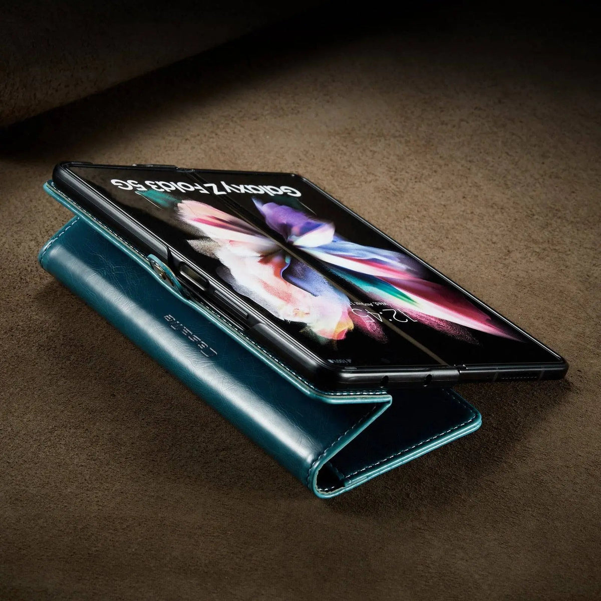 Leather Phone Case with Wallet Card Holder for Foldable Smartphone Black Blue Red Brown Protection | Sansoti