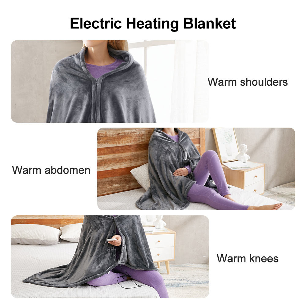 Verwarmbare Plaid met USB-Aansluiting 150x80cm Koraalvlies 3 Temperatuurstanden Draagbaar Deken Warmte | Sansoti